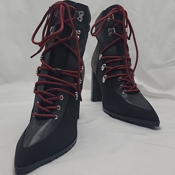 STEVE MADDEN KAREY ANKLE BOOTS BLACK SUEDE ZIP CLOSURE LACE-UPS 10 NWOB - Picture 15 of 16